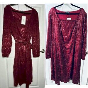 BloomChic Red Sequin Long Sleeve Dress Size 4X (26) New NWT